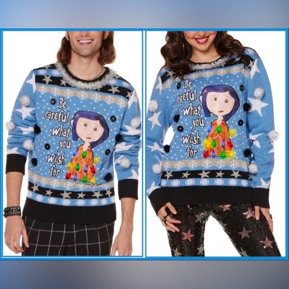 Coraline Christmas Sweater Small